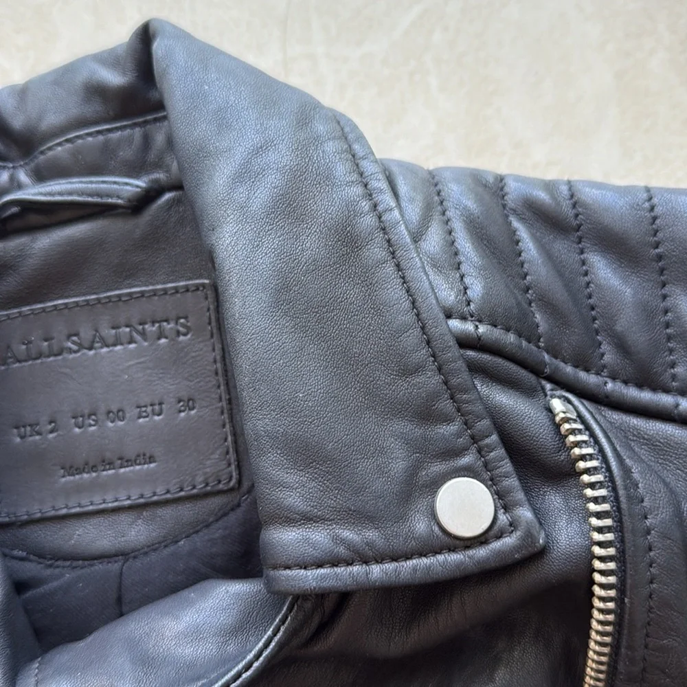 All Saints black biker jacket size 00 - Picture 12 of 14